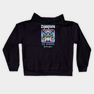 Zipaquirá  Salt Cathedral Colombia Neon Art Kids Hoodie